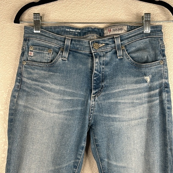 AG Adriano Goldschmied The Prima Crop Cigarette Crop Distressed Jeans Size 27 - Picture 2 of 9